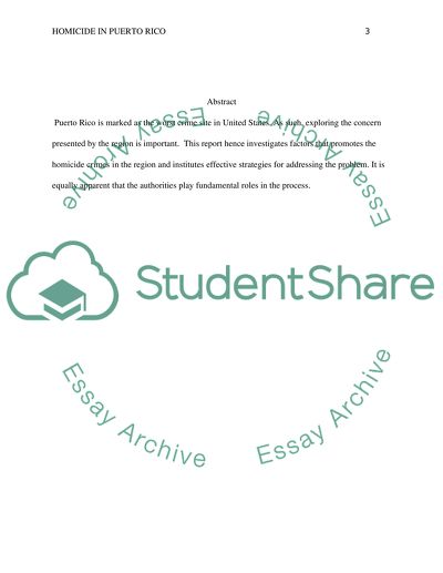 Possible Causes of Homicide in Puerto Rico