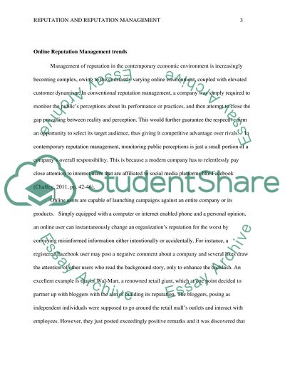 Reputation and Reputation Management: Facebook