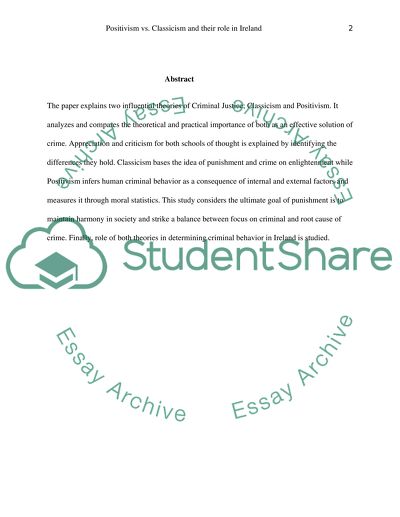 Positivism versus Classicism and Their Role in Ireland