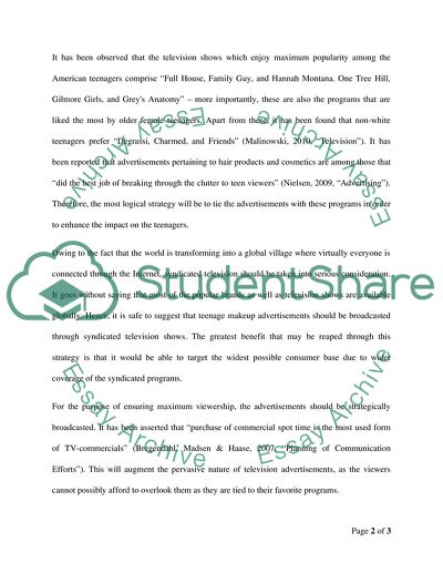 TV Advertising Strategy for Teenage Makeup