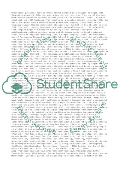 Ways in Which Ingvar Kamprad is a Manager