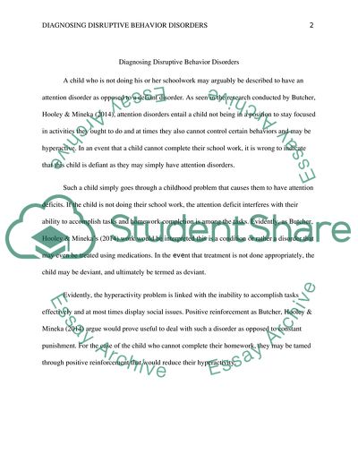 Diagnosing Disruptive Behavior Disorders