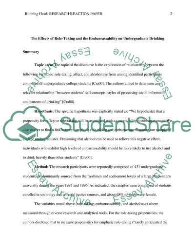 Role-Taking, Embarrassability, and Alcohol Use among Students