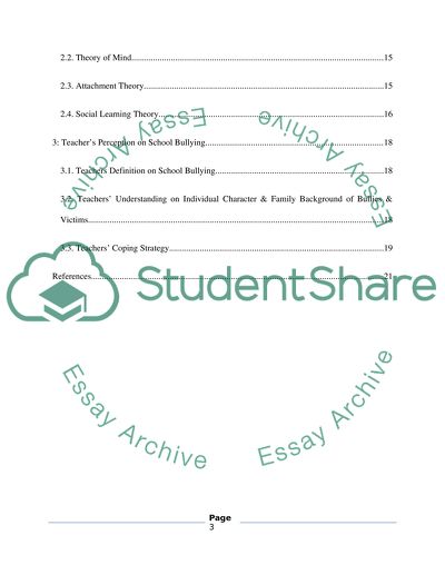 Middle School Teachers Understanding of School Bullying in Mainland China