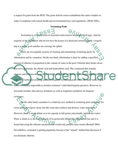 Case Study: Housing Recreational Areas and Bathing Facilities Disaster Sanitation