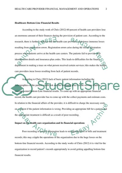 Healthcare and Financial Operations