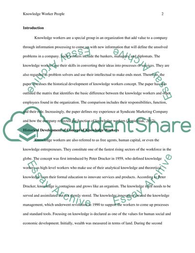 The Development of Knowledge Workers Concept