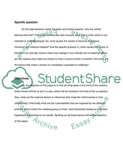 Mobbing in the Workplace