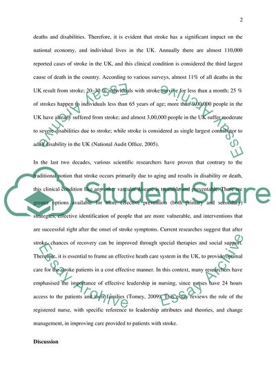 Role of the Registered Nurse in Improving Care to People with Stroke