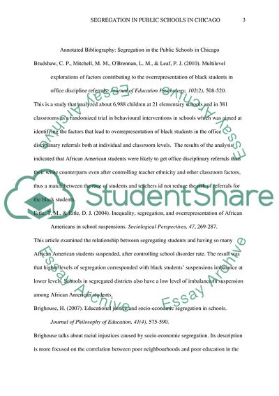 Segregation in the Public Schools in Chicago