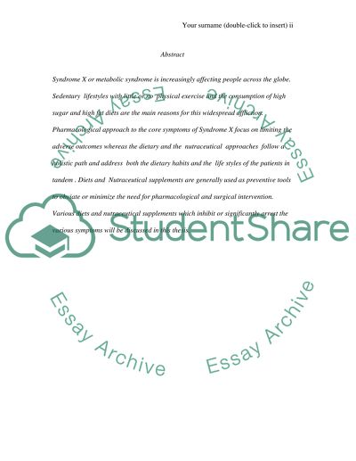 The Treatment of Metabolic Syndrome