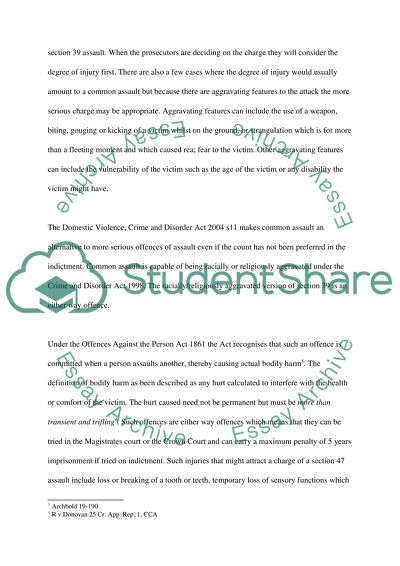 Criminal Law and Types of Assault