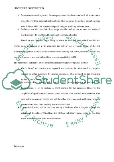 Case 12-1; Litchfield Corporation