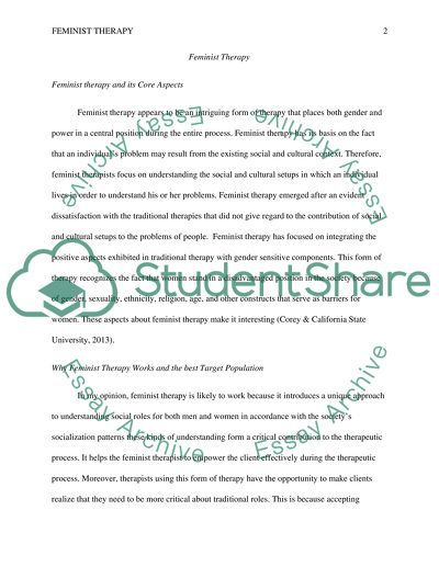 Feminist Therapy and Its Core Aspects