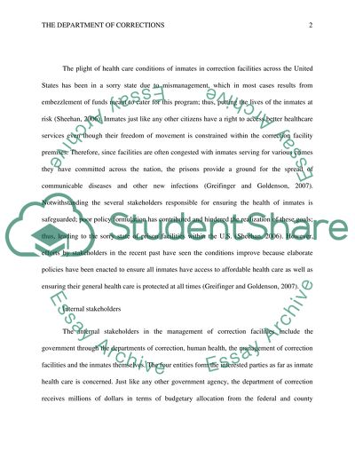 Roles Different Stakeholders Play In Ensuring the Health Care of Inmates in Correction Facilities