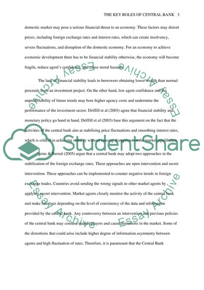 The Key Roles of Central Bank