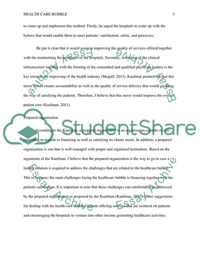 Bursting of the Health Care Bubble