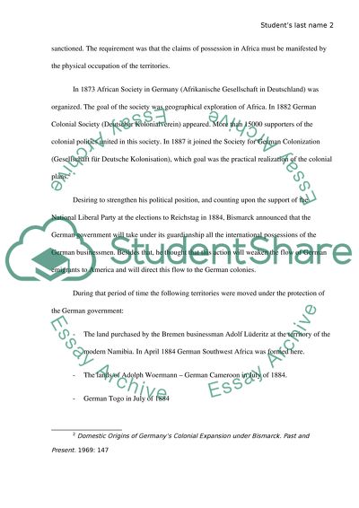 The German Creation of Colonies in Africa