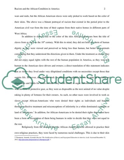 Racism and the African Condition in America