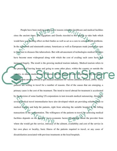 Healthcare Financing Aspects and Tourism