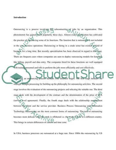 Outsourcing: The Impact of Strategic International Job Placement