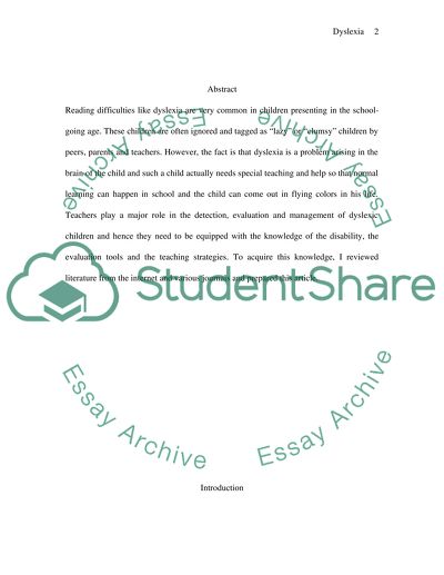 Dyslexia: Understanding the Disability and Learning the Teaching Aspects
