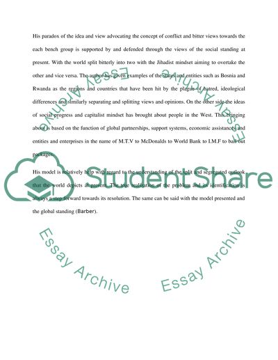 Analysis of Jihad vs. McWorld: Terrorisms Challenge to Democracy Article by Benjamin Barber