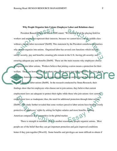 Why People Organize Into Unions (Employee Labor and Relations class) Human Resource Management