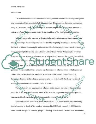 Mainstreaming Social Pensions in the Social Development Agenda