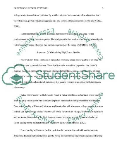 Power Quality in Electrical Power System