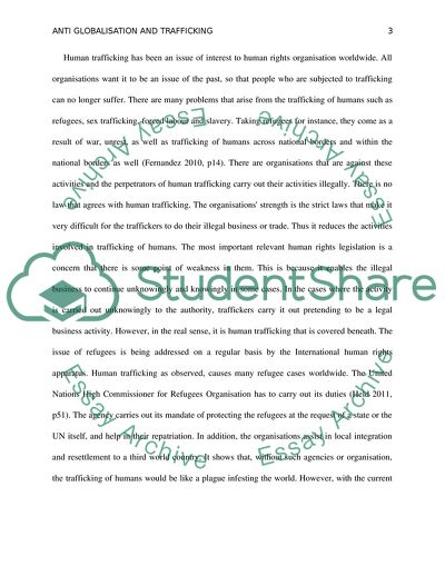 Anti Globalisation Organisation and Trafficking Organisation