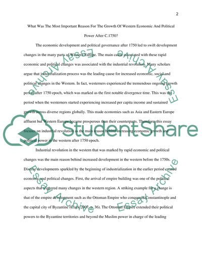 What Was the Most Important Reason for the Growth of Western Economic and Political Power after 1750