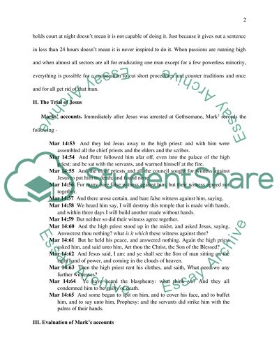 Jewish Trial of Jesus in Marks Gospel