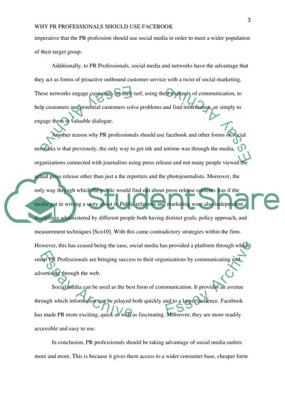 Why Public Relations Professionals Should Use Facebook