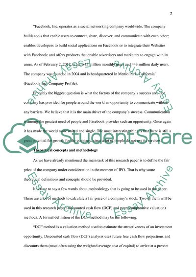Price of Facebooks Shares in the Moment of IPO