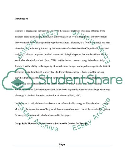 Large-Scale Biomass Combustion
