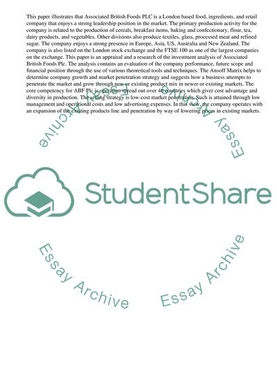 Associated British Foods: Corporate structure, Parenting and Portfolio Management