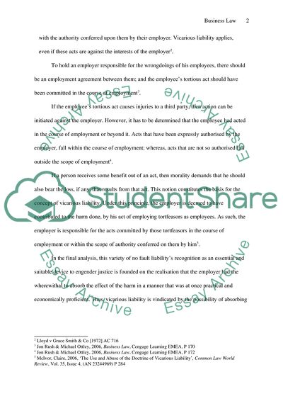 Vicarious Liability, Especially in Respect of New Appointees