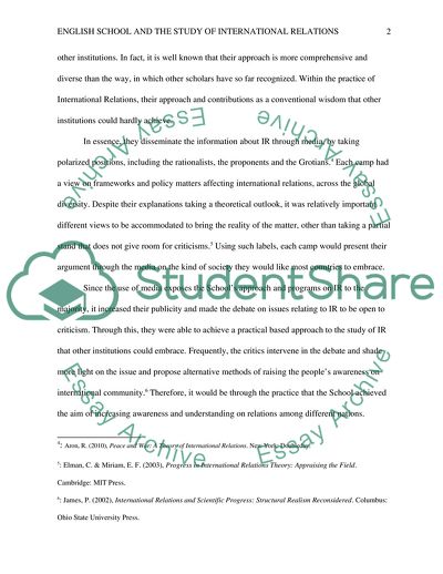 English Schools Contribution to the Study of International Relations