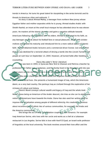 Terror Literature between John Updike and Diana Abu-Jaber