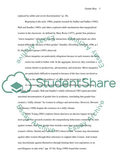 Graduate Students Perception of Gender Bias