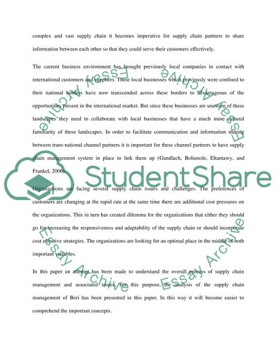 Analyzing a Supply Network
