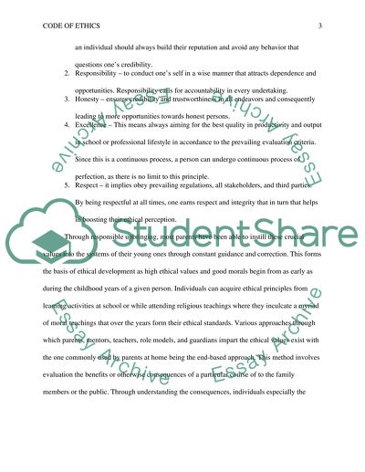 Code of Ethics Reflecting on Personal Experience