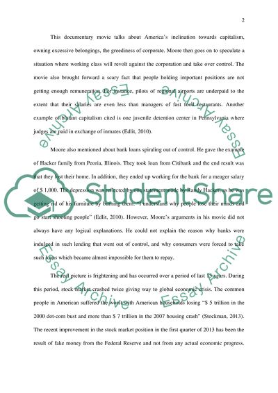 Critically Analyzing The Film Capitalism: A Love Story (dir. Michael Moore, 2010