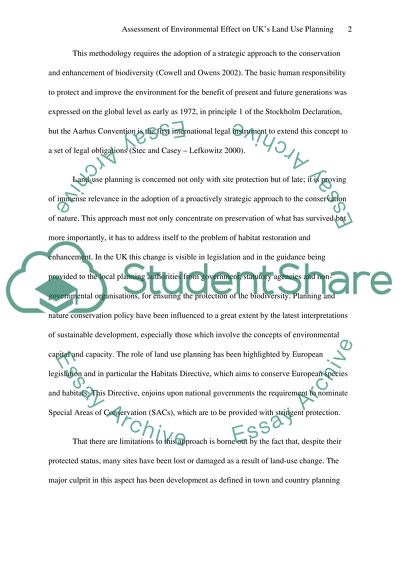 Environmental Effect of Land Use Planning