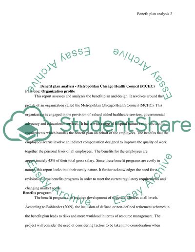 Benefit Plan Analysis: Metropolitan Chicago Health Council