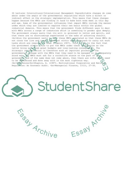 Intercultural/ international management