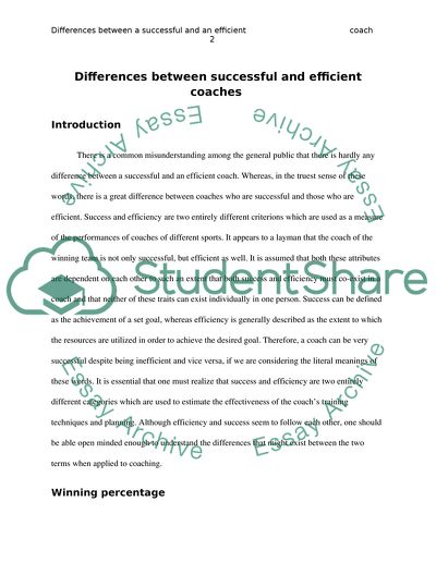 Differences between a Successful and an Efficient Coach