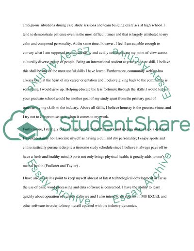 Admission letter to school of business