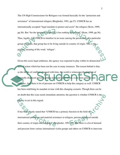 In-Country Work of by United Nations High Commissioner for Refugees Detract from His Main Mandate